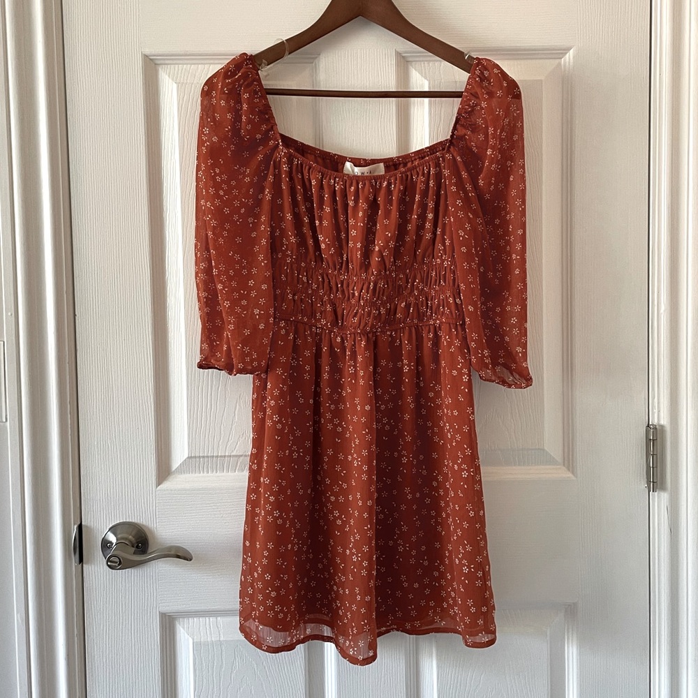 Row A Floral Puff Sleeve Floral Dress